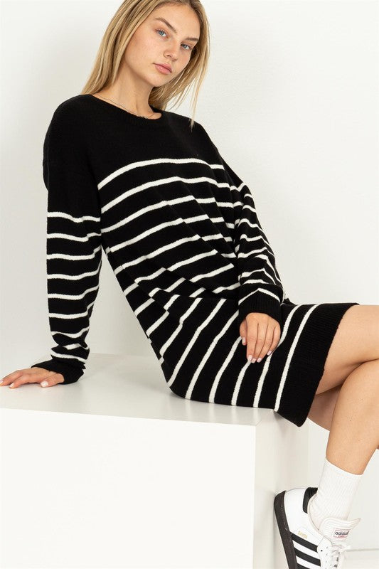 Casually Chic Striped Sweater Dress by HYFVE | Fleurcouture