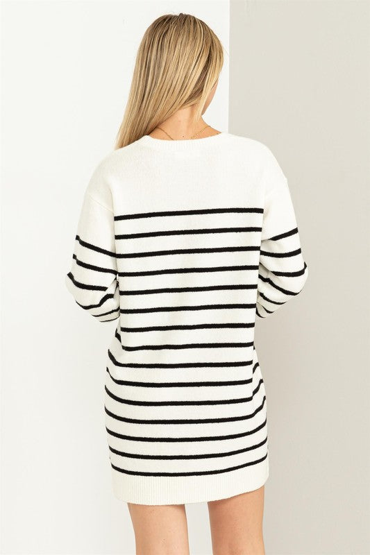 Casually Chic Striped Sweater Dress by HYFVE | Fleurcouture