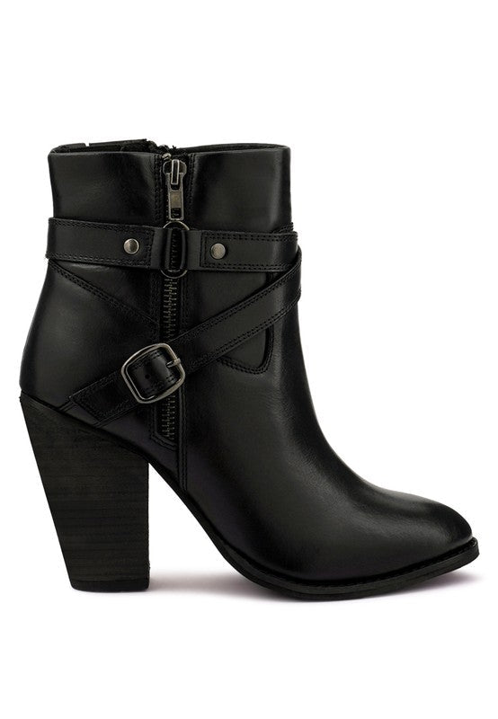 CAT-TRACK Leather Heeled Ankle Boots by Rag Company | Fleurcouture