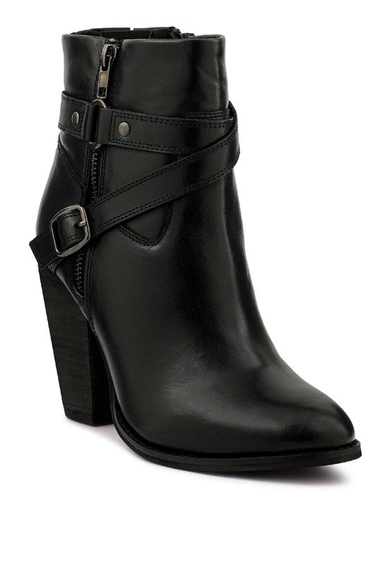 CAT-TRACK Leather Heeled Ankle Boots by Rag Company | Fleurcouture