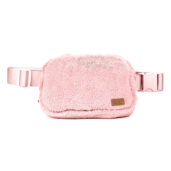 CC Faux Fur Belt Bag Fanny Pack Baby Pink OS by Truly Contagious | Fleurcouture