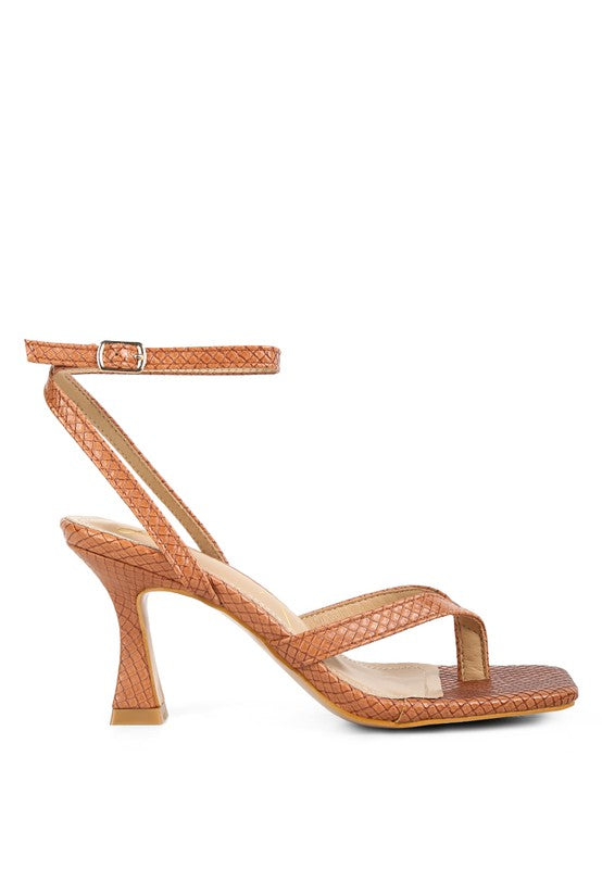 CELTY Ankle Strap Spool Heel Thong Sandals by Rag Company | Fleurcouture