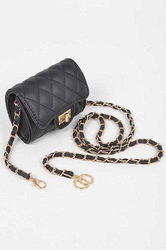 Chain Accent Crossbody Bag O/S by Artini Accessories | Fleurcouture