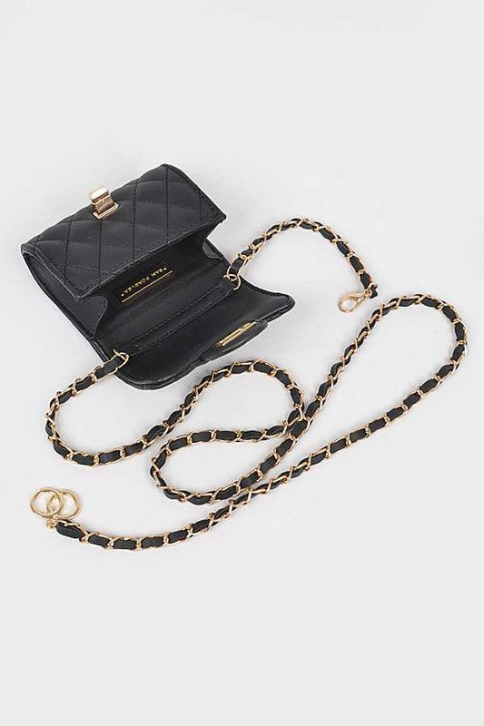 Chain Accent Crossbody Bag O/S by Artini Accessories | Fleurcouture