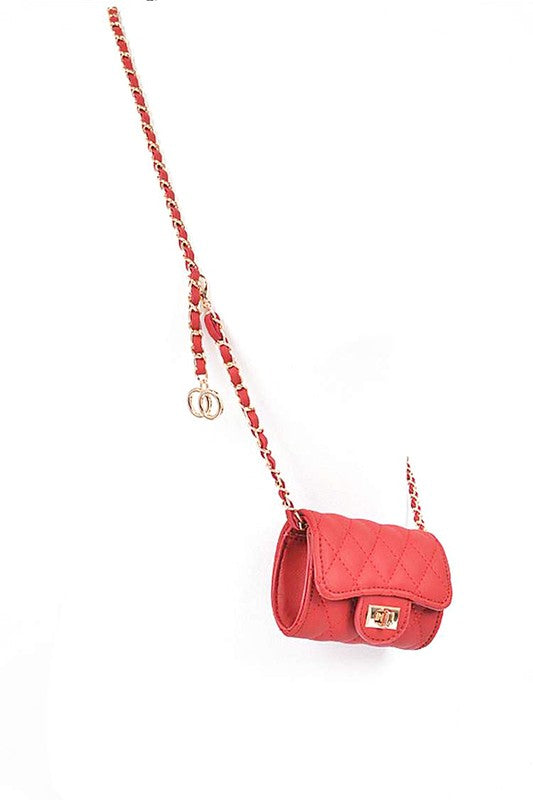 Chain Accent Crossbody Bag Red O/S by Artini Accessories | Fleurcouture