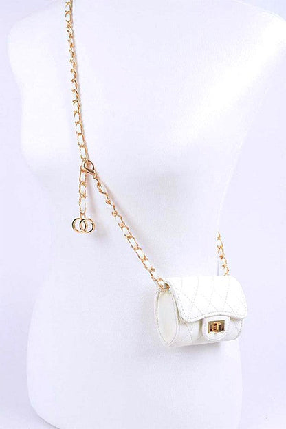 Chain Accent Crossbody Bag White O/S by Artini Accessories | Fleurcouture