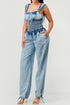 Chambray Charm Ruffled Jumpsuit DENIM S by Athina | Fleurcouture