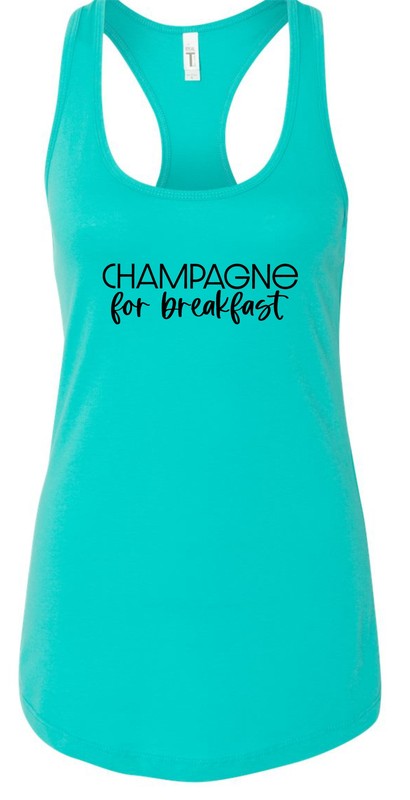 Champagne for Breakfast Summer Graphic Tank Tahiti Blue L by Ocean and 7th | Fleurcouture