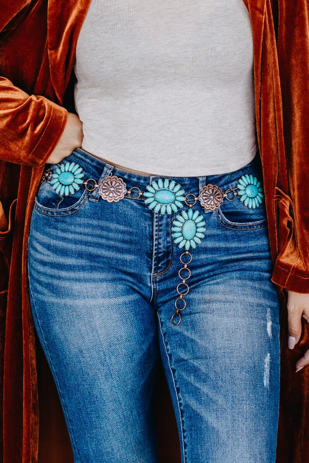 Chasing Cowboys Copper Turquoise Belt (Plus Size) Copper Plus Size Belts by Southern Grace | Fleurcouture