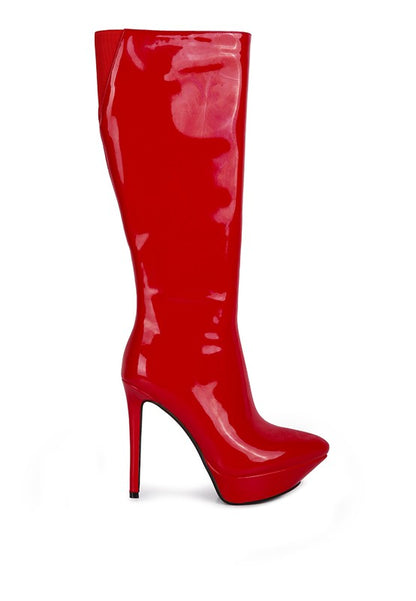 CHATTON Patent Stiletto High Heeled Calf Boots by Rag Company | Fleurcouture