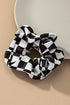 Check Pattern Soft Satin Hair Scrunchies large checker black and white one size by LA3accessories | Fleurcouture