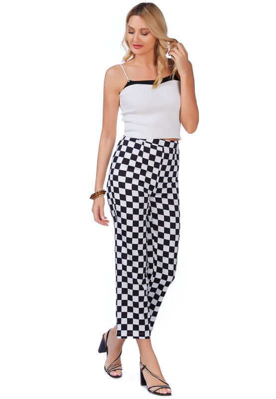 Checkerboard Culottes Pants Black/White S by Rag Company | Fleurcouture