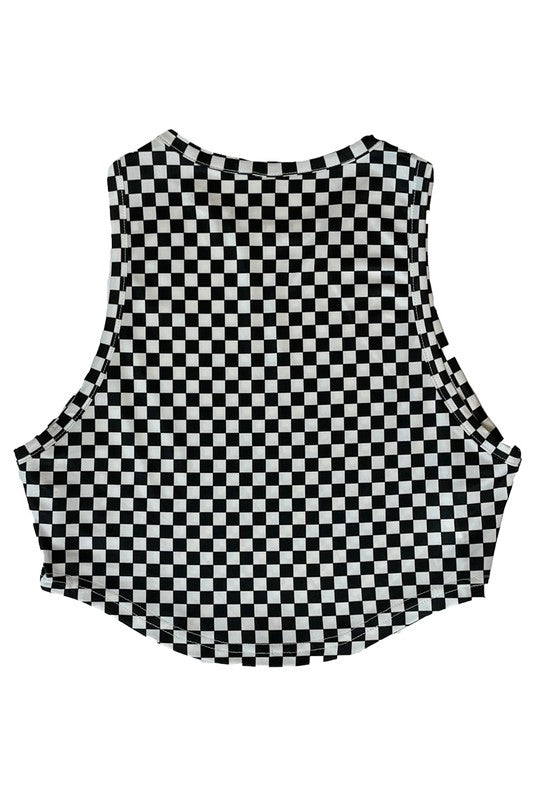 Checkered crop top Black by Miss Sparkling | Fleurcouture