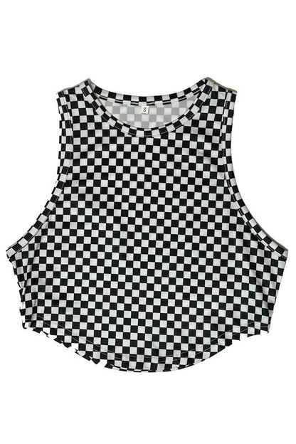 Checkered crop top Black by Miss Sparkling | Fleurcouture