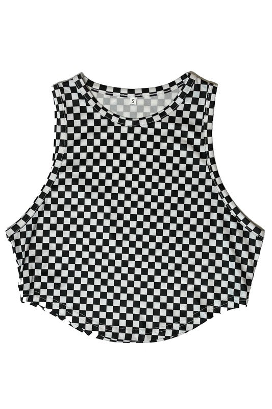 Checkered crop top Black S by Miss Sparkling | Fleurcouture