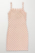 Checkered rib knit tank top dress Pink S by Miss Sparkling | Fleurcouture
