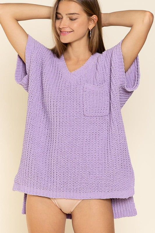 Chenille Thread Pullover Sweater by POL | Fleurcouture