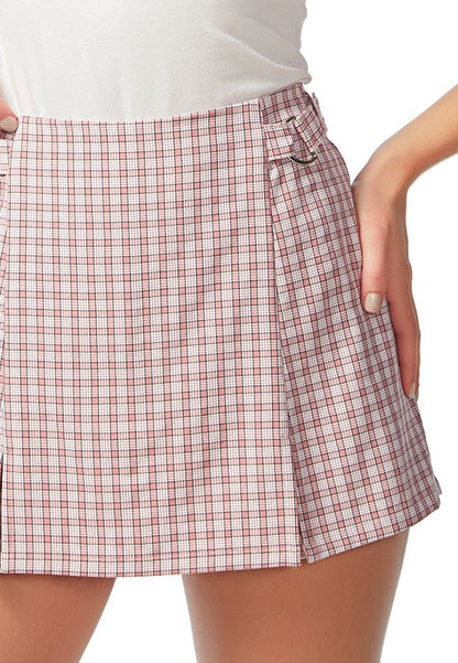 Chequered Skort With Buckles by Rag Company | Fleurcouture