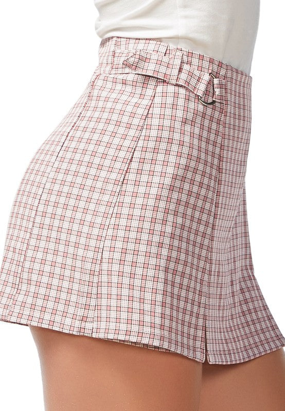 Chequered Skort With Buckles by Rag Company | Fleurcouture