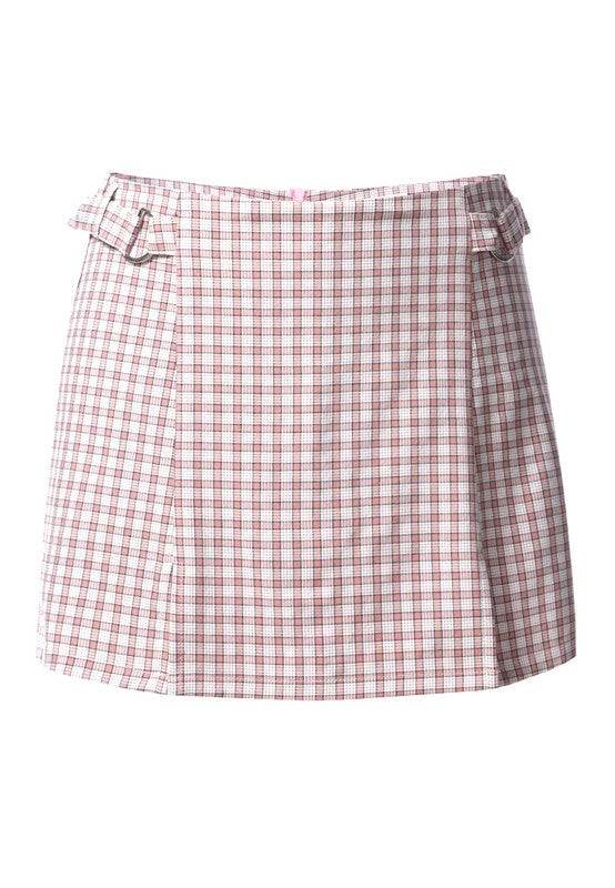 Chequered Skort With Buckles by Rag Company | Fleurcouture