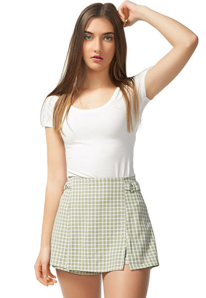 Chequered Skort With Buckles by Rag Company | Fleurcouture