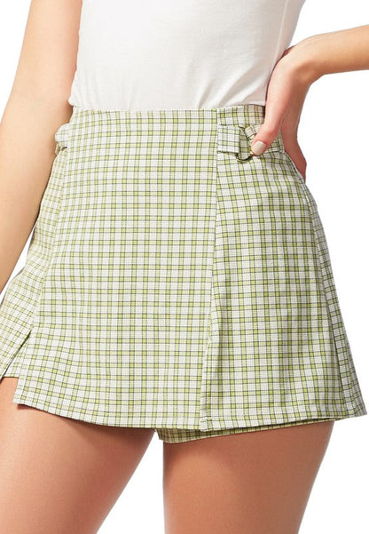 Chequered Skort With Buckles by Rag Company | Fleurcouture