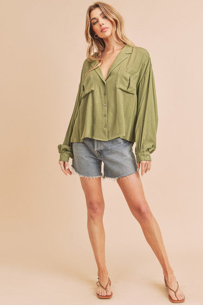 Cherie Shirt OLIVE M by Aemi + Co | Fleurcouture