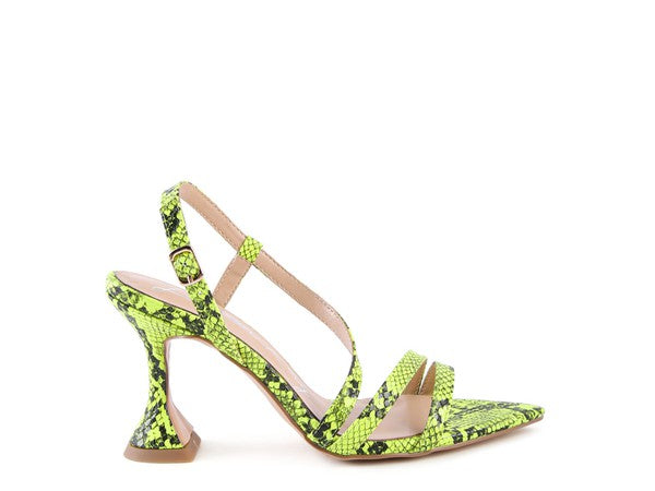 CHERRY TART Snake Print Spool Heel Sandals by Rag Company | Fleurcouture