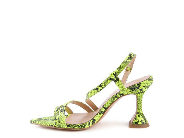 CHERRY TART Snake Print Spool Heel Sandals by Rag Company | Fleurcouture