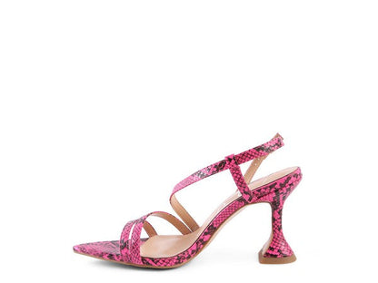 CHERRY TART Snake Print Spool Heel Sandals by Rag Company | Fleurcouture