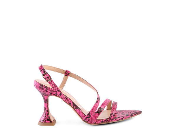 CHERRY TART Snake Print Spool Heel Sandals by Rag Company | Fleurcouture