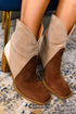 Chestnut Colorblock Suede Heeled Ankle Booties Chestnut 37 100%Polyester+100%TPR Shoes & Bags by Fleurcouture | Fleurcouture