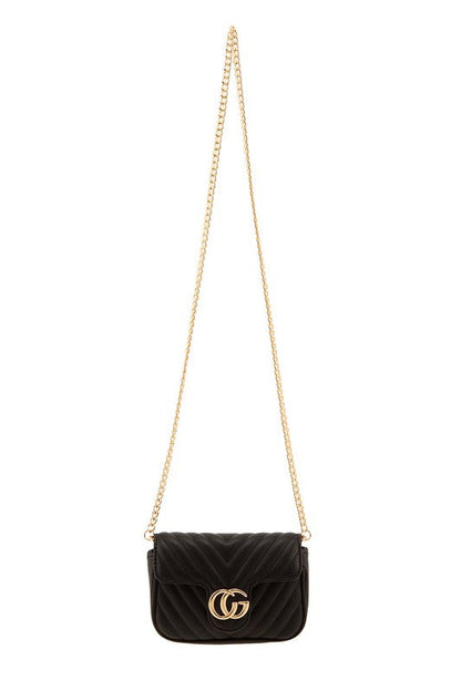 Chevron Quilted CG Buckle Crossbody Bag OS by ICCO ACCESSORIES | Fleurcouture