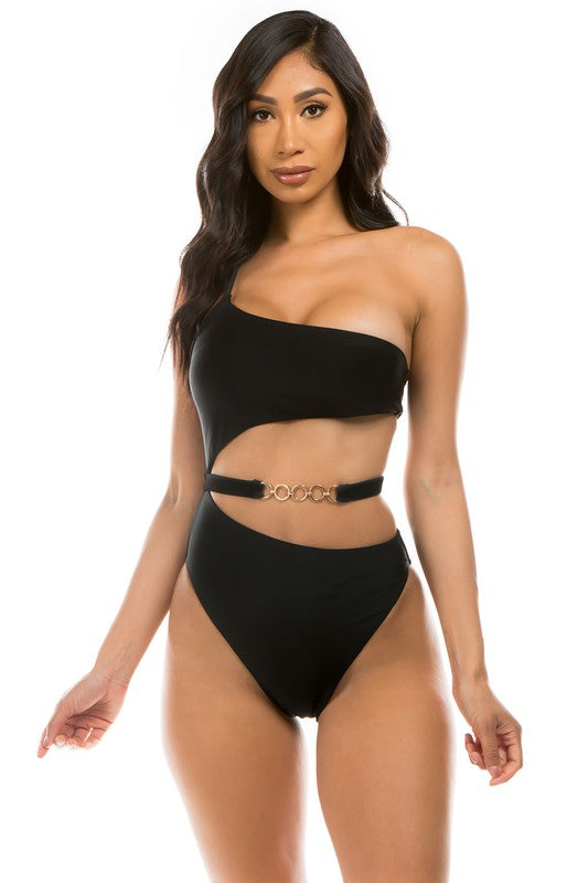 CHIC BELT ONE-PIECE Black S by Mermaid Swimwear | Fleurcouture