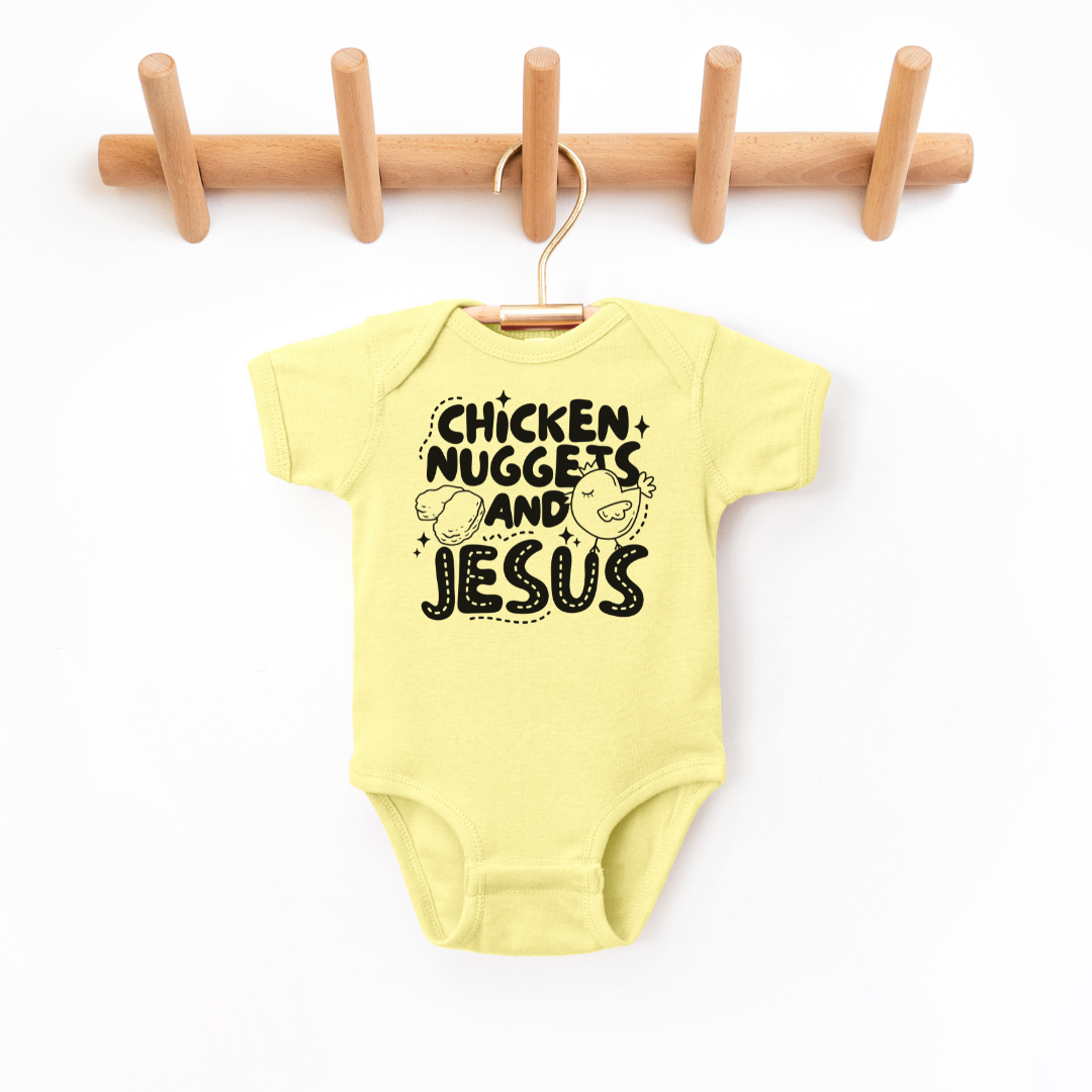 Chicken Nuggest And Jesus Infant Bodysuit NB - Bodysuit Butter Baby &amp; Toddler Clothing by Tea Shirt Shoppe | Fleurcouture