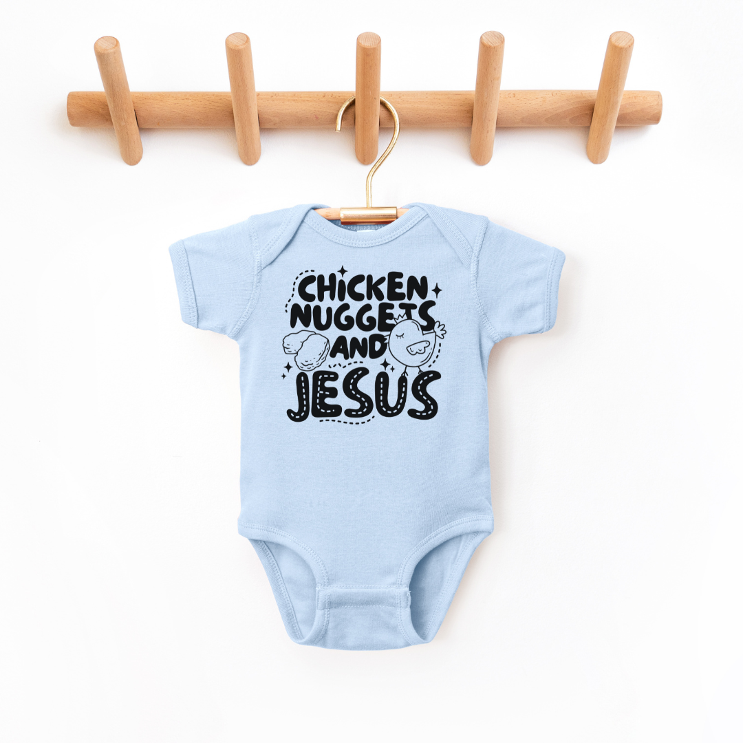 Chicken Nuggest And Jesus Infant Bodysuit NB - Bodysuit Lt. Blue Baby &amp; Toddler Clothing by Tea Shirt Shoppe | Fleurcouture