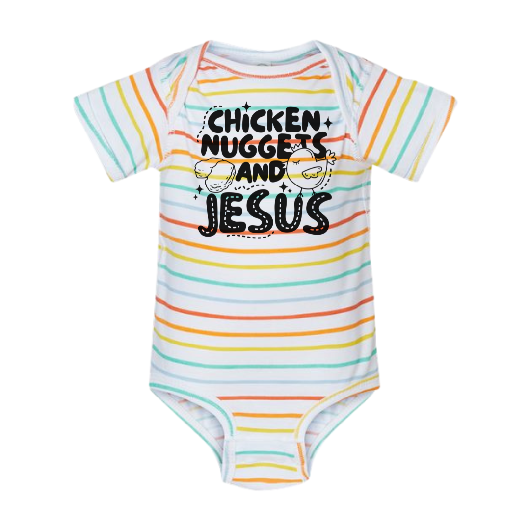 Chicken Nuggest And Jesus Infant Bodysuit NB - Bodysuit Rainbow Baby &amp; Toddler Clothing by Tea Shirt Shoppe | Fleurcouture