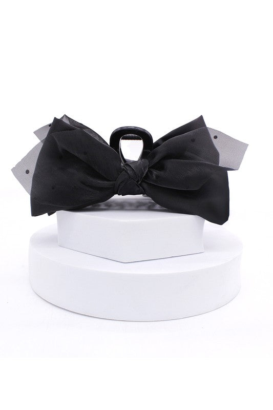 Chiffon and Satin Bow Hair Claw BLACK Os by Bella Chic | Fleurcouture