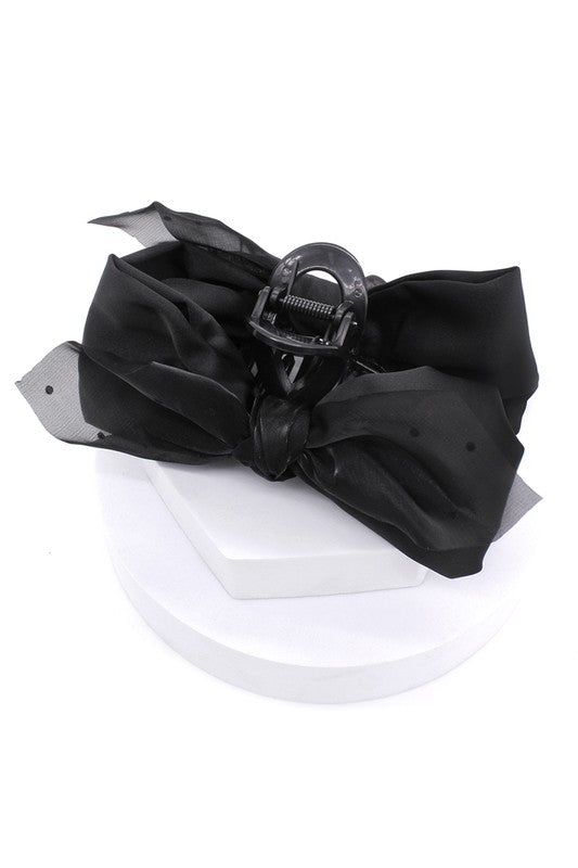 Chiffon and Satin Bow Hair Claw BLACK Os by Bella Chic | Fleurcouture