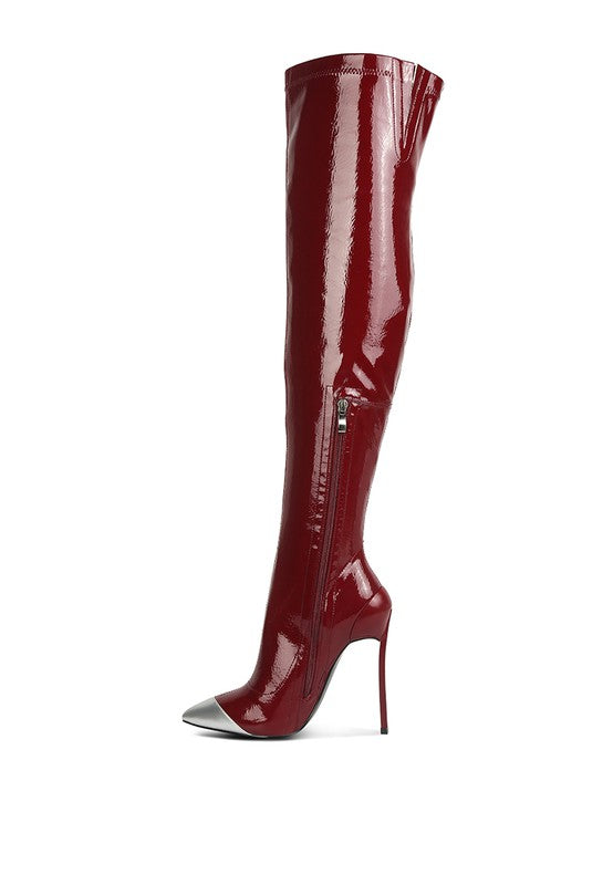 Chimes High Heel Patent Long Boots by Rag Company | Fleurcouture