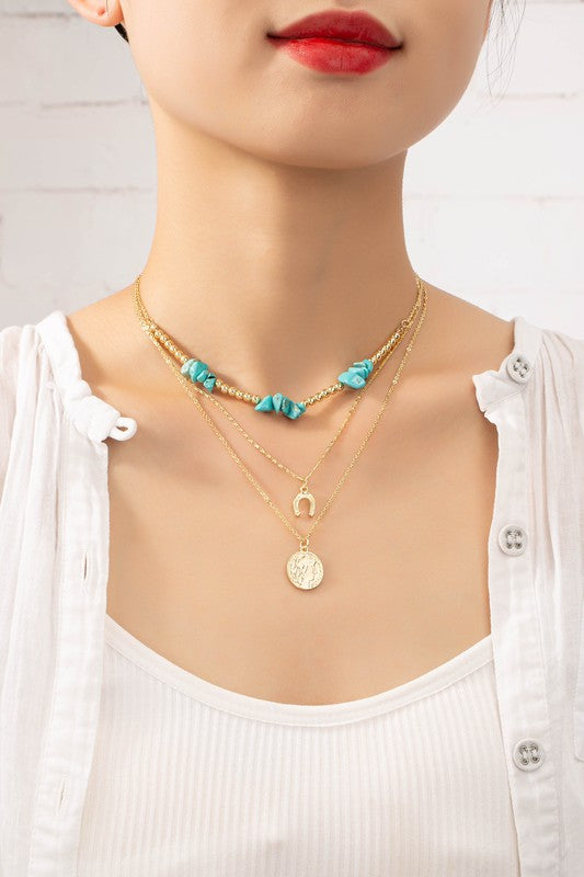 choker necklace with turquoise horseshoe and coin Gold one size by LA3accessories | Fleurcouture