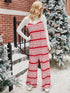 Christmas Color Contrast Wide-Legged Jumpsuit Scarlet S Women&