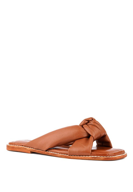 CHUBS Tan Puffy Strap Sliders Flat Lt. Tan 5 by Rag Company | Fleurcouture