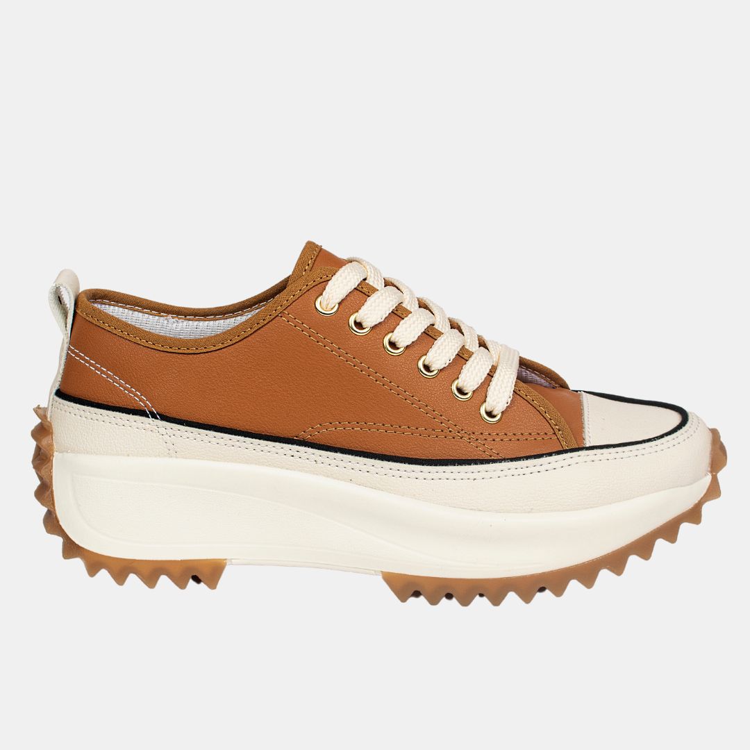 Chunky Lace up Sneakers Tan 6 SNEAKERS by MODAPASSO | Fleurcouture