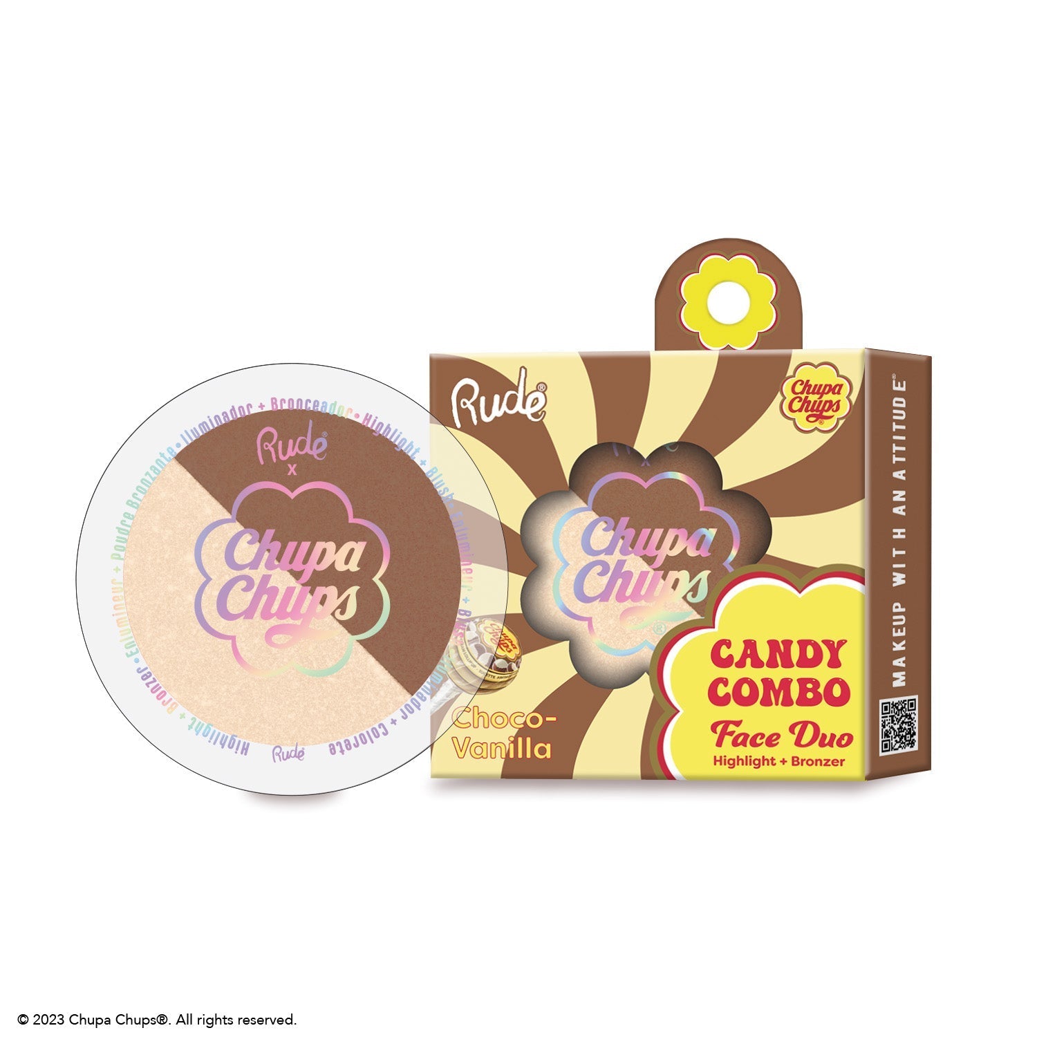 Chupa Chups Candy Combo Face Duo Choco-Vanilla Highlighter by Rude Cosmetics | Fleurcouture