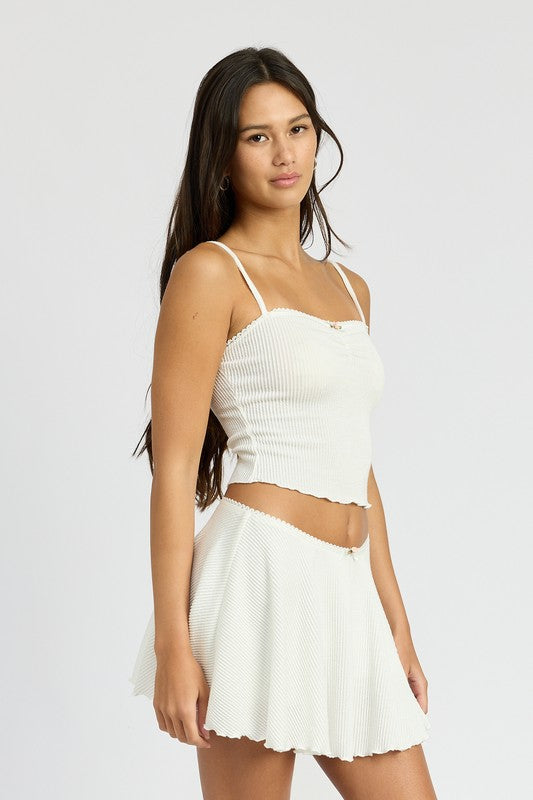 CINCH FRONT CAMI TOP OFF WHITE by Emory Park | Fleurcouture