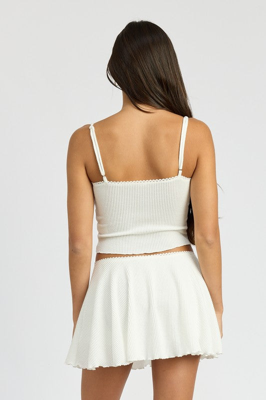 CINCH FRONT CAMI TOP OFF WHITE by Emory Park | Fleurcouture