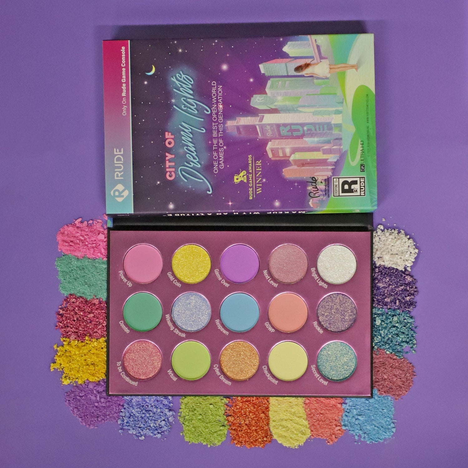 City of Dreamy Lights Pastel Eyeshadow Palette Eyeshadow Palette by Rude Cosmetics | Fleurcouture