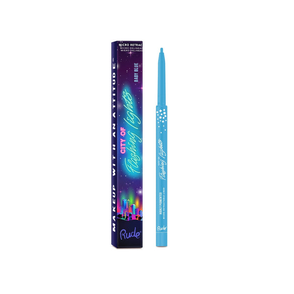 City of Flashing Lights Micro Retractable Liner Baby Blue Eyes by Rude Cosmetics | Fleurcouture