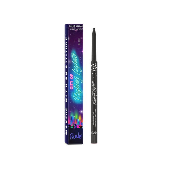 City of Flashing Lights Micro Retractable Liner Black Eyes by Rude Cosmetics | Fleurcouture